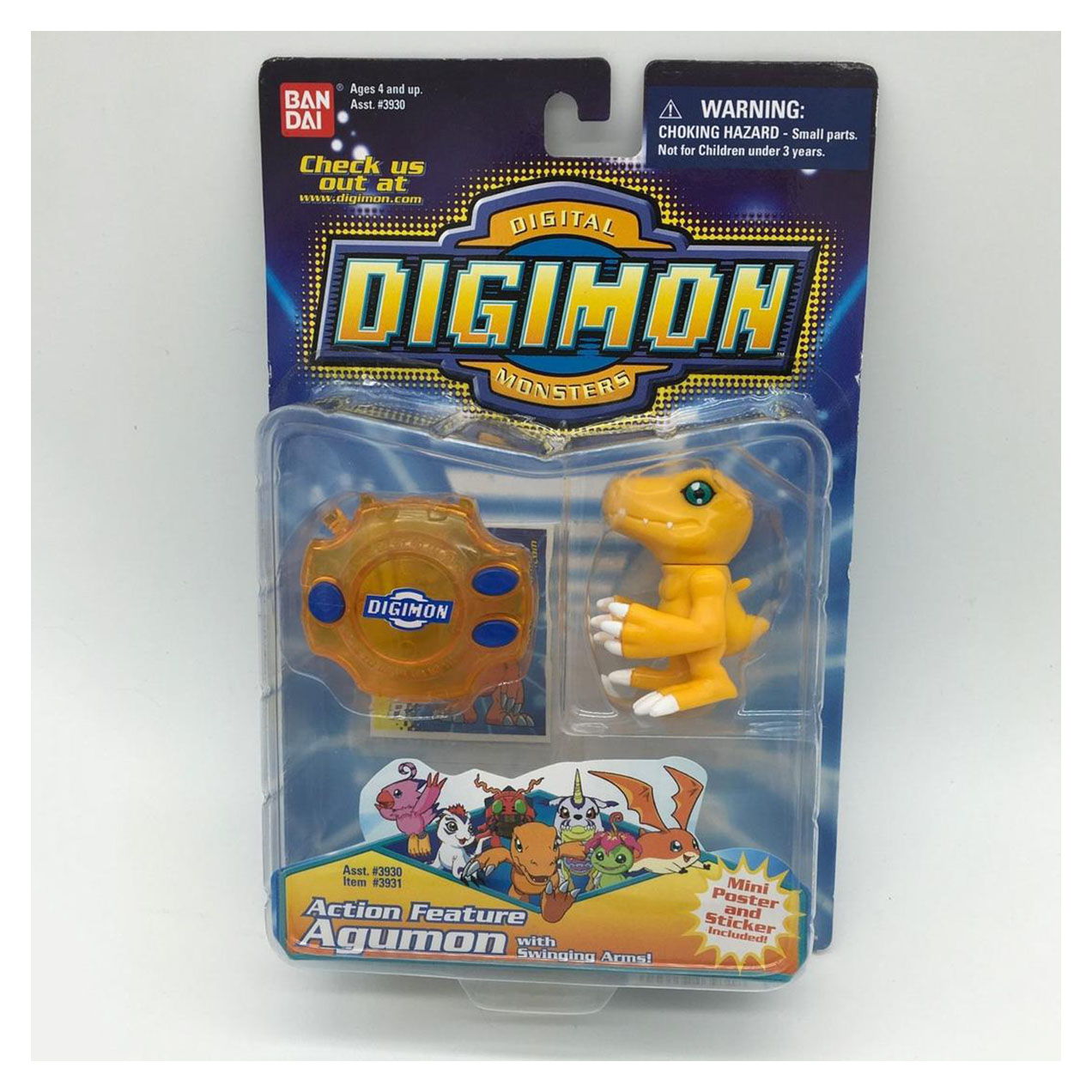 A classic partner-style Digimon figure on a desk shelf