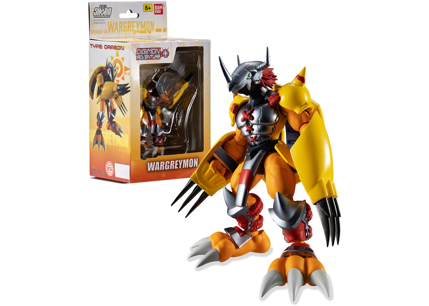 An evolved Digimon-style figure used as a shelf centerpiece